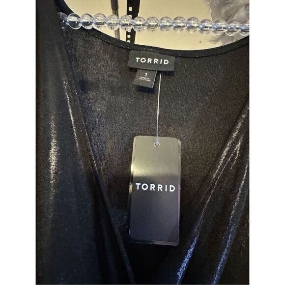 Torrid size 1x/xl surplus liquid shine peplum babydoll top shirt nwt - Picture 5 of 6